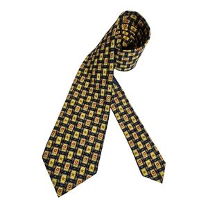 MAHI DEGENRING XL Black/Yellow Geometric Silk LUXURY Tie HANDMADE ITALY